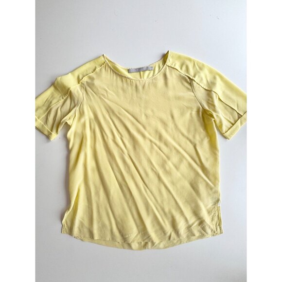 TIGER OF SWEDEN Laci Yellow 100% Silk Crepe Raglan T-Shirt Blouse, Size 38 / M - Picture 5 of 13